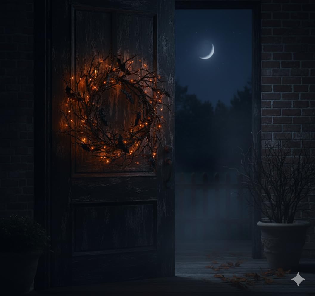 26" Light Up Black Bat Wreath