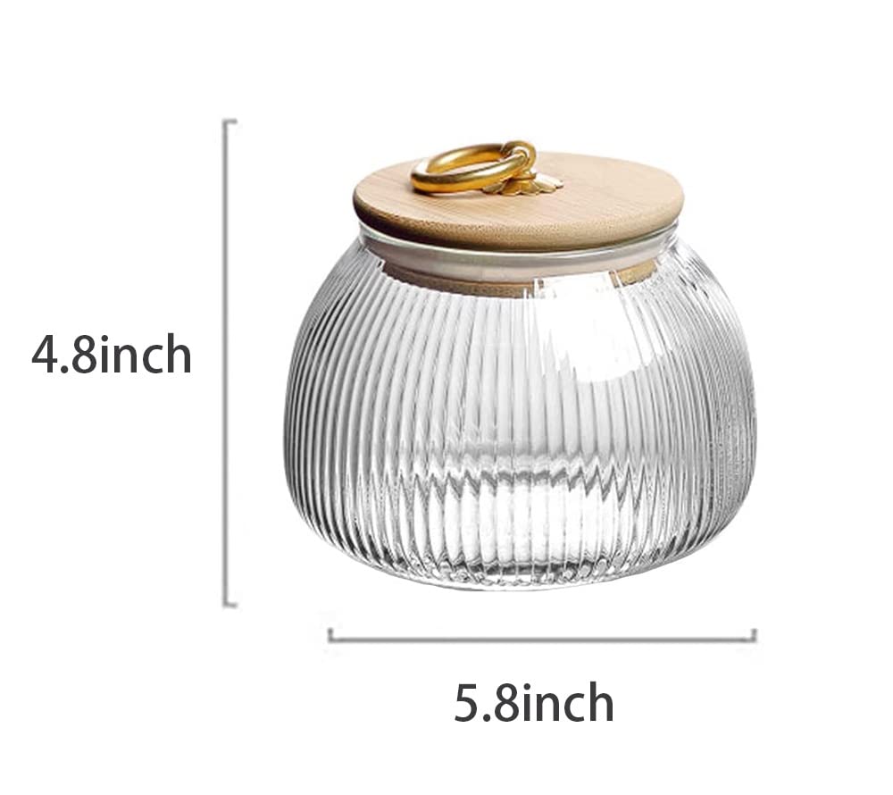 Glass Food Storage Container Candy Dish Spice Jar with Seal Wooden Lid