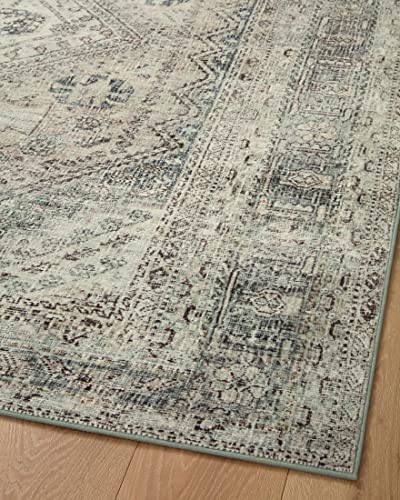 Loloi Magnolia Home by Joanna Gaines Sinclair Collection SIN-01 Pebble/Taupe 7'-6" x 9'-6", .25" Pile Height, Machine Washable, Area Rug