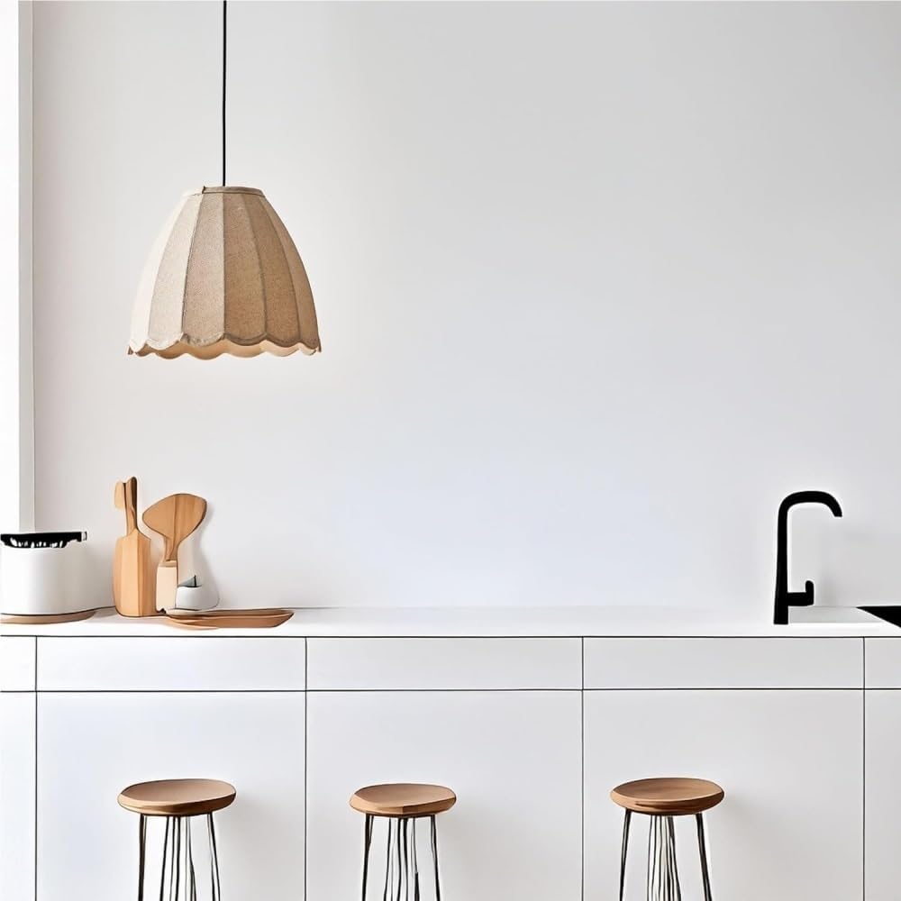Modern Scalloped Linen Pendant