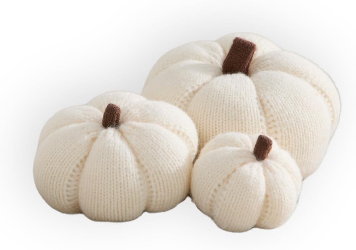 Set of 3 Cozy Knit Pumpkins
