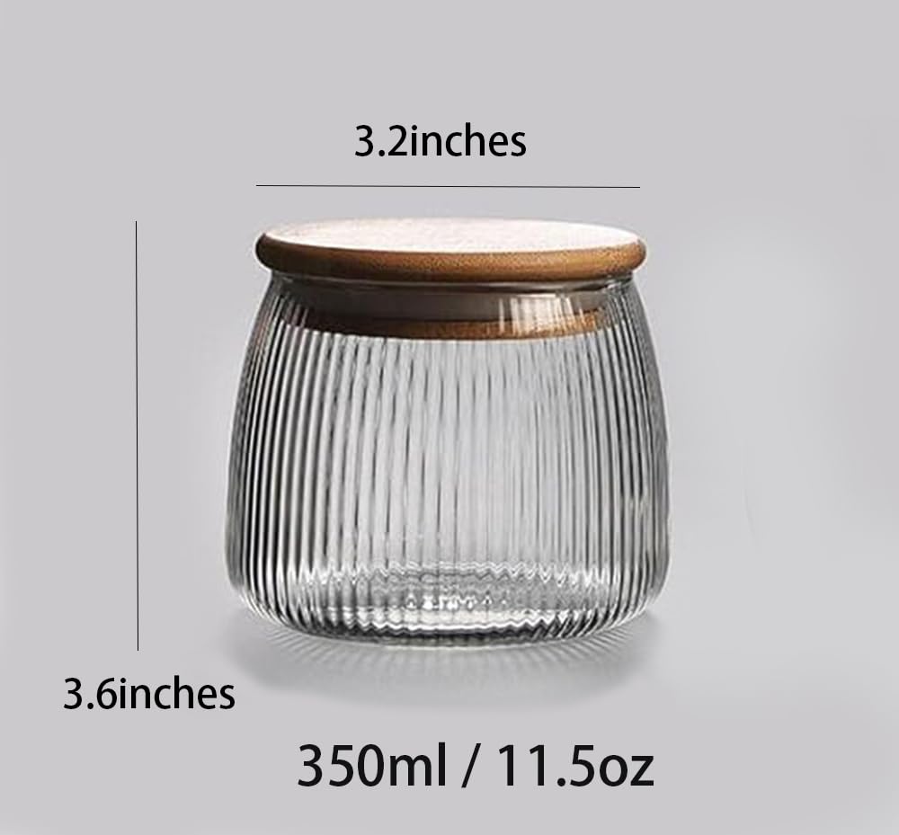 Glass Food Storage Container Candy Dish Spice Jar with Seal Wooden Lid