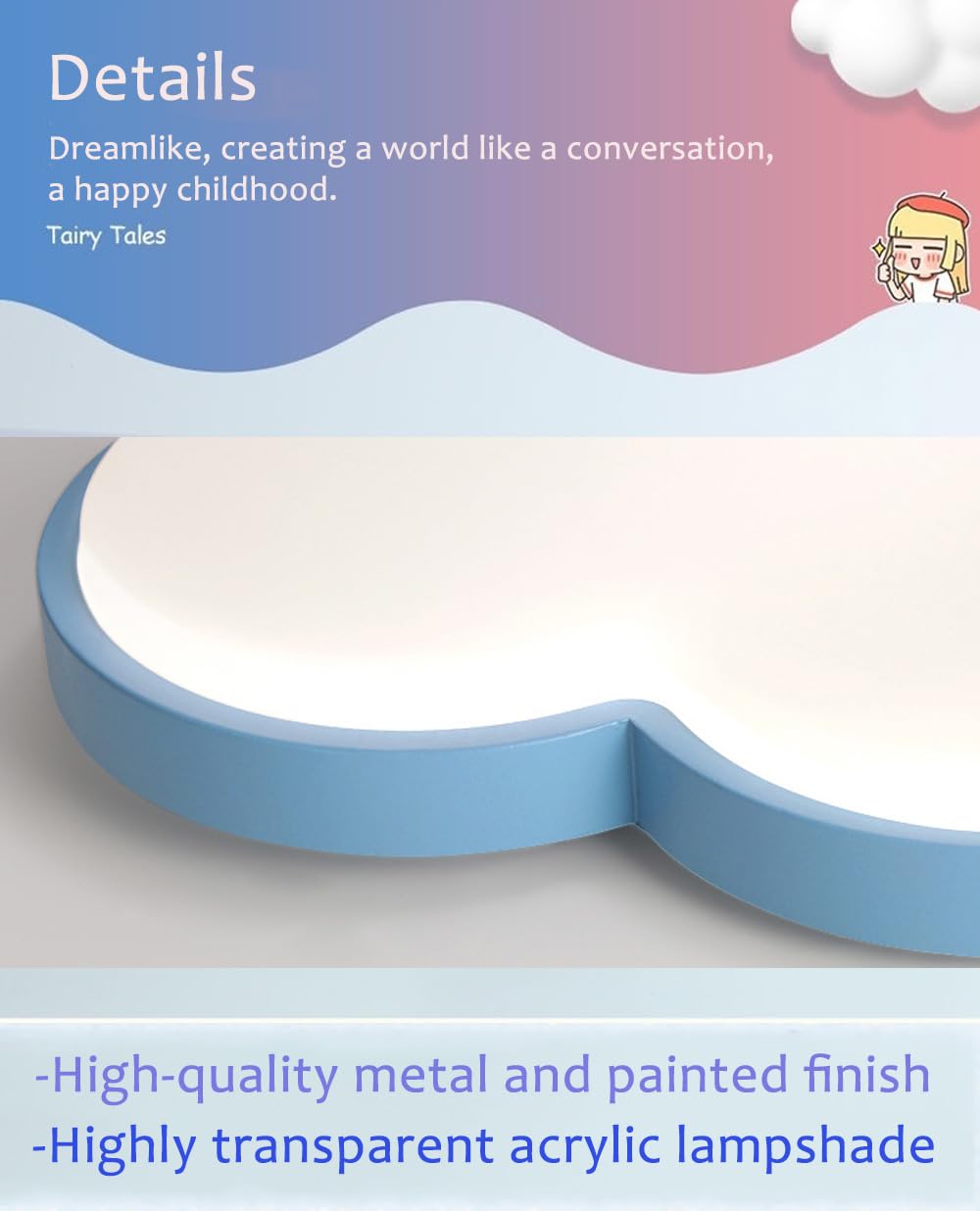 Cloud Shape Led Ceiling Light, with Remote Control