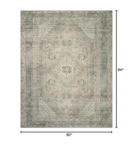 Loloi Magnolia Home by Joanna Gaines Sinclair Collection SIN-01 Pebble/Taupe 7'-6" x 9'-6", .25" Pile Height, Machine Washable, Area Rug