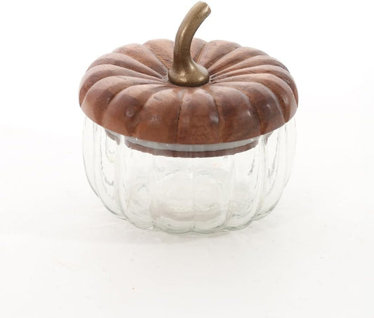 Glass Pumpkin with wooden lid