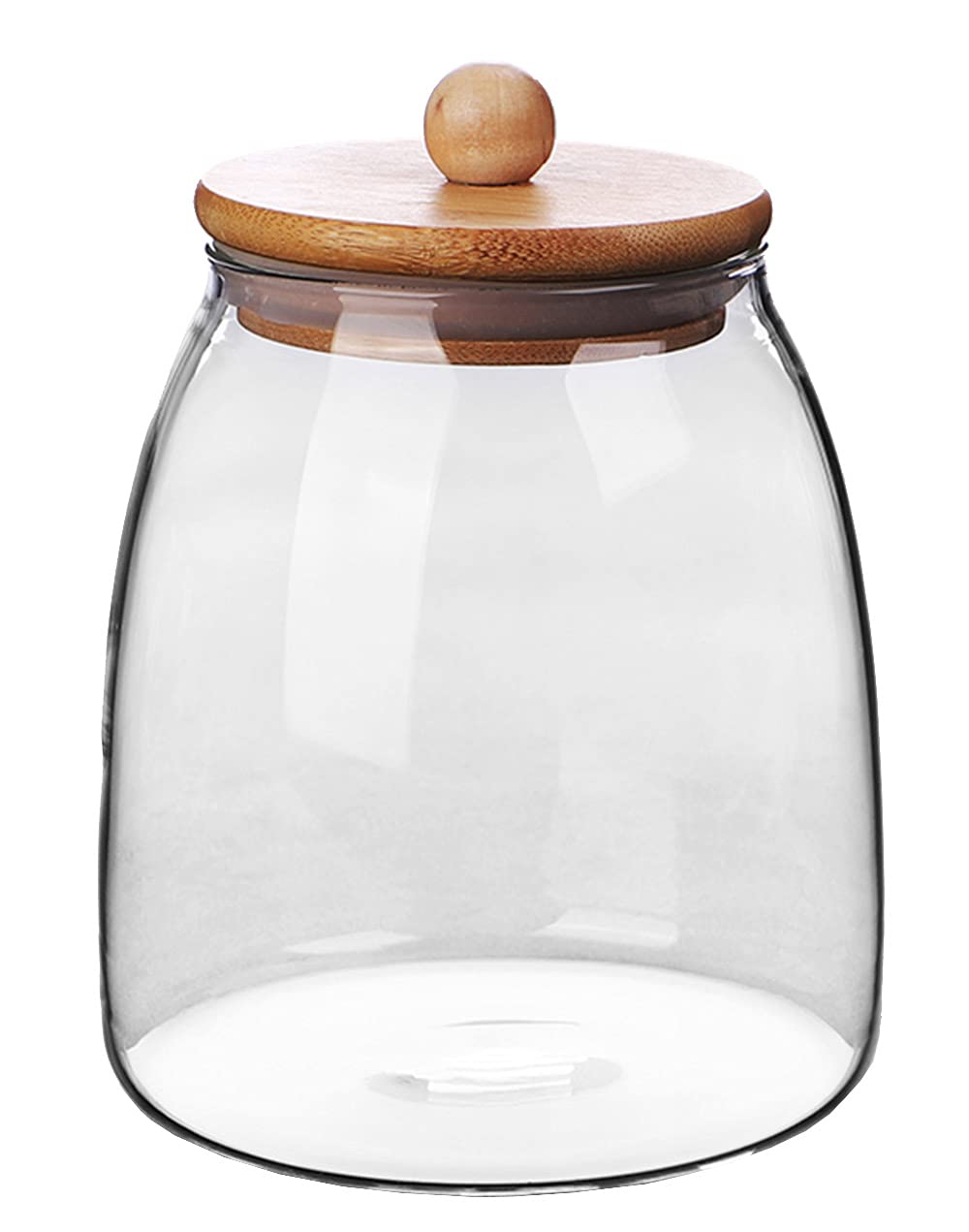 Glass Food Storage Container Candy Dish Spice Jar with Seal Wooden Lid