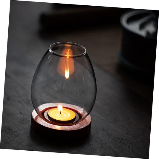 Glass Base Hurricane Candle Holder