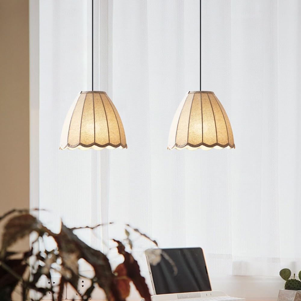 Modern Scalloped Linen Pendant