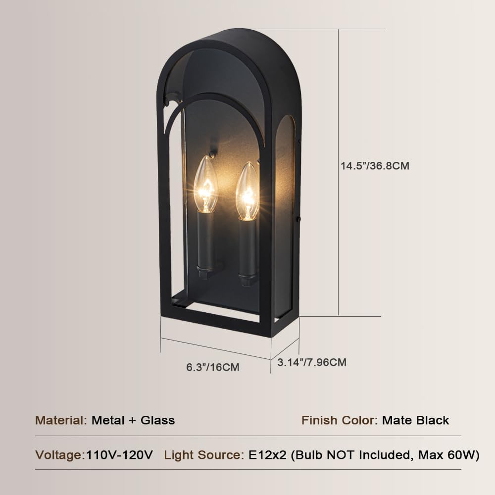 Large Outdoor Wall Lanterns Lights, Modern Wall Sconce with Clear Glass