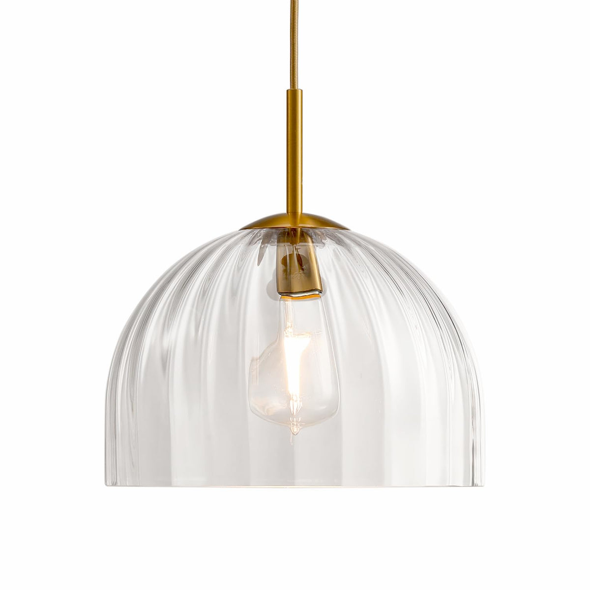 Amber Ribbed Glass Pendant