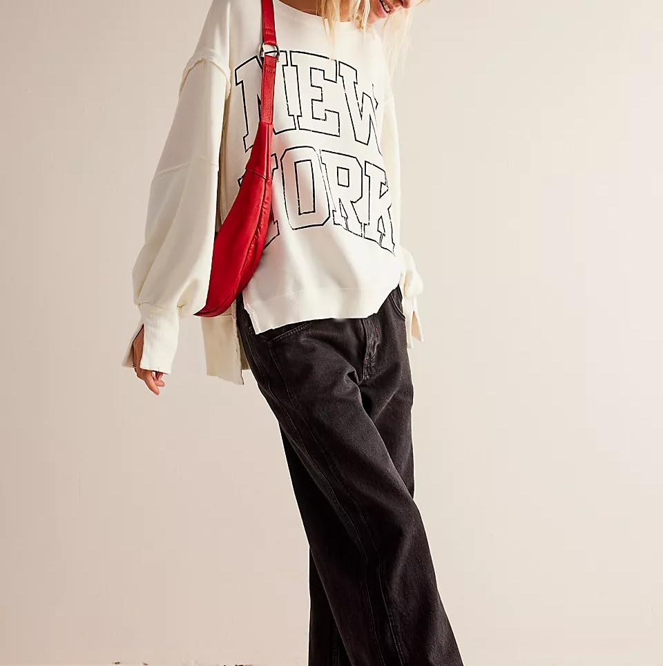 Womens Vintage Oversized Graphic Cute Crewneck Sweatshirt Y2k Loose Fit Aesthetic Retro Pullover Going Out Tops