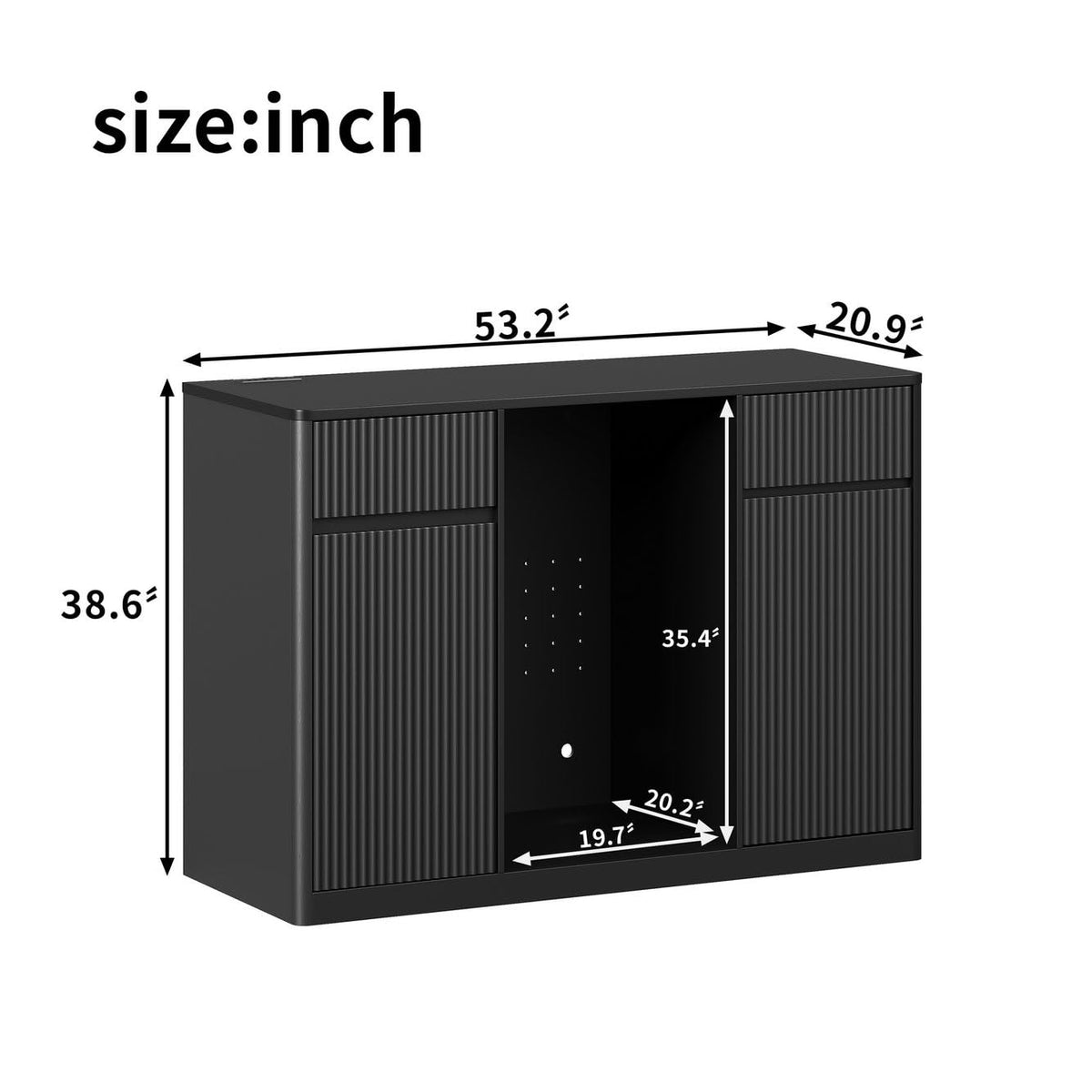 51" Modern Coffee Bar Cabinet with Fridge Space & 2 Drawers