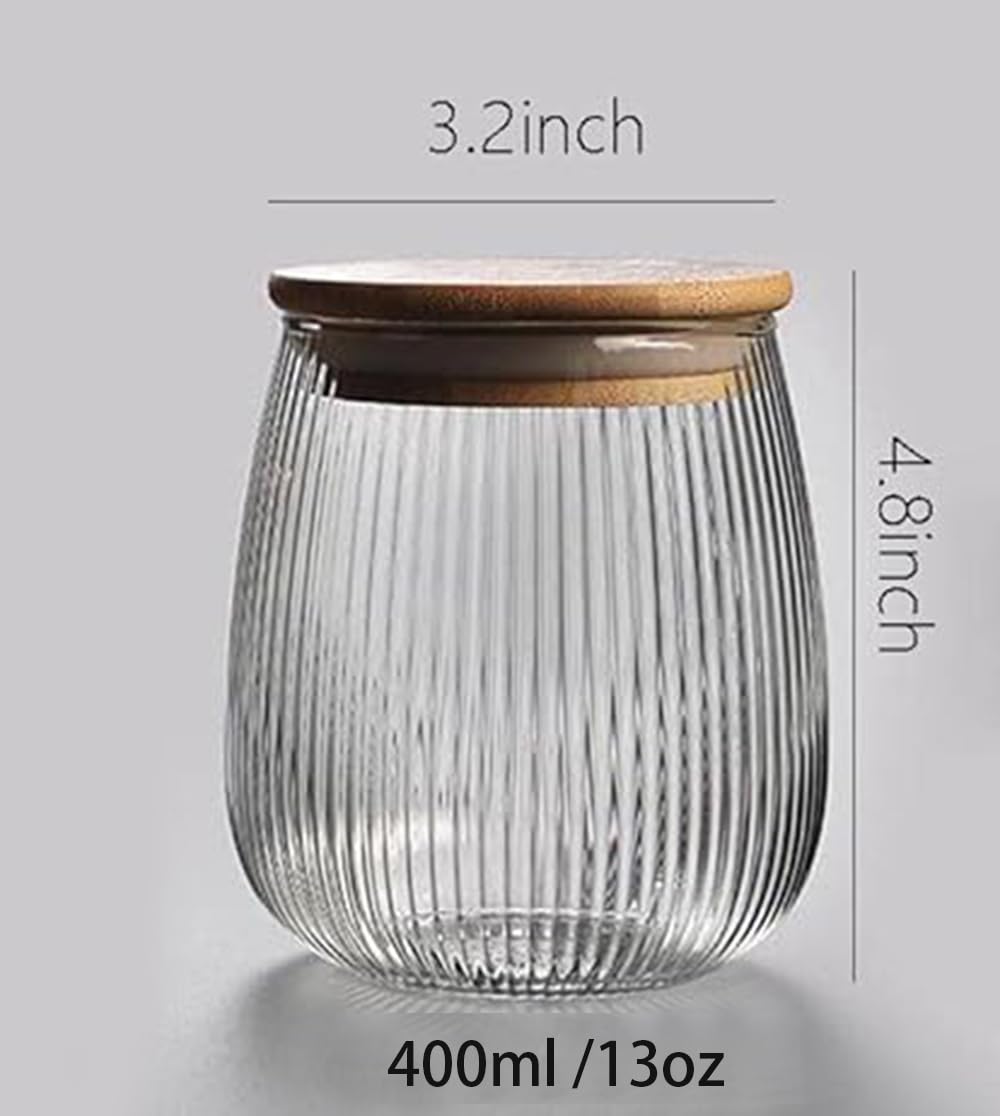 Glass Food Storage Container Candy Dish Spice Jar with Seal Wooden Lid