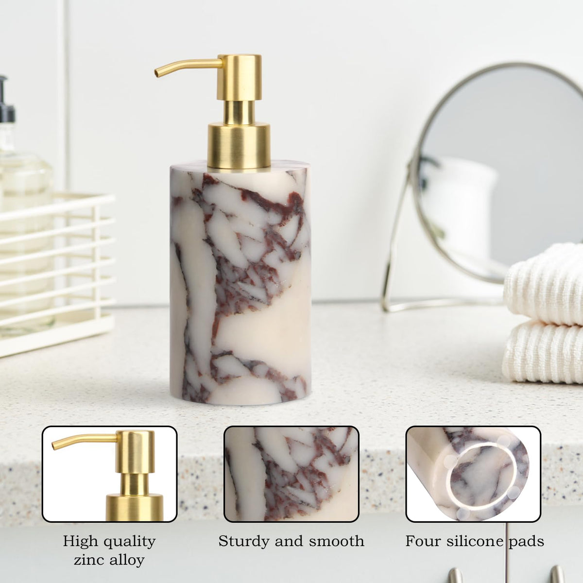 Natural Calacatta Viola Marble Soap Dispenser