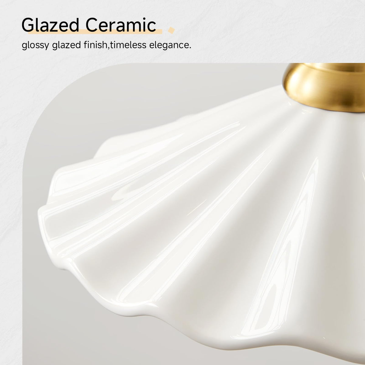 Vintage White Scalloped Ceramic Pendant