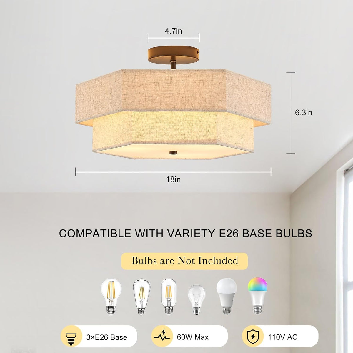 Semi Flush Mount Ceiling Fixture
