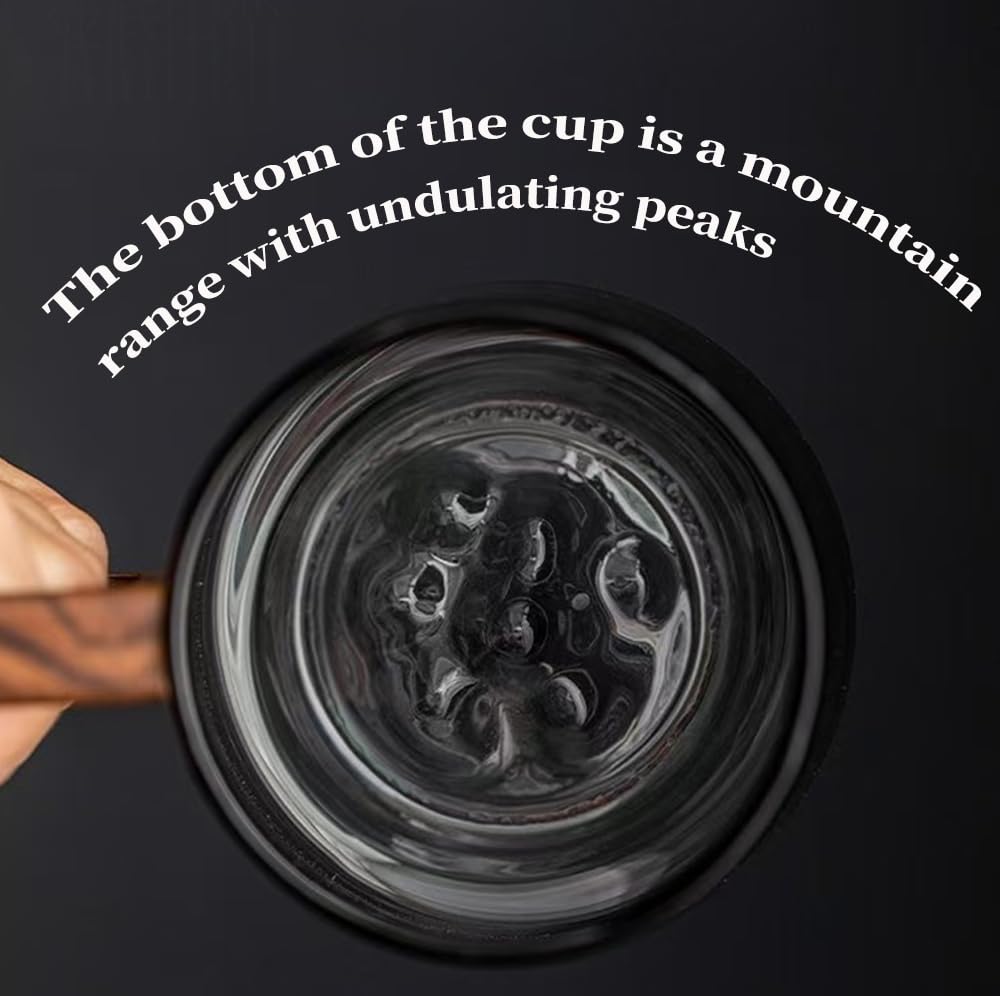 Smokey Glass Coffee Cups With Wooden Handle