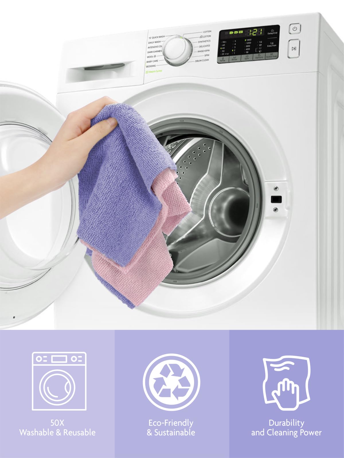 Fantasticlean Microfiber Cleaning Cloth Roll -60 Pack, Tear Away Microfiber Towels, 12" x 12", Reusable, Washable, Scratch Free, Ultra Absorbent Dishcloth for All-Around Cleaning (Beige & Tan)