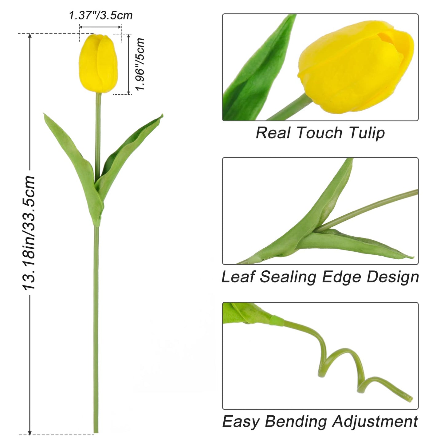 Beferr White Tulips Artificial Flowers 18Pcs Faux Silk Tulip Real Touch Tulip Fake Flowers Bouquets Arrangements for Mother's Day Easter Spring Flowers Gifts Home Table Decor