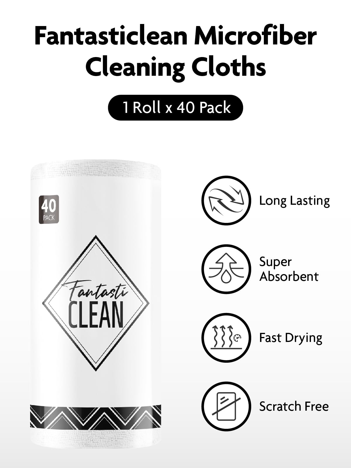 Fantasticlean Microfiber Cleaning Cloth Roll -60 Pack, Tear Away Microfiber Towels, 12" x 12", Reusable, Washable, Scratch Free, Ultra Absorbent Dishcloth for All-Around Cleaning (Beige & Tan)