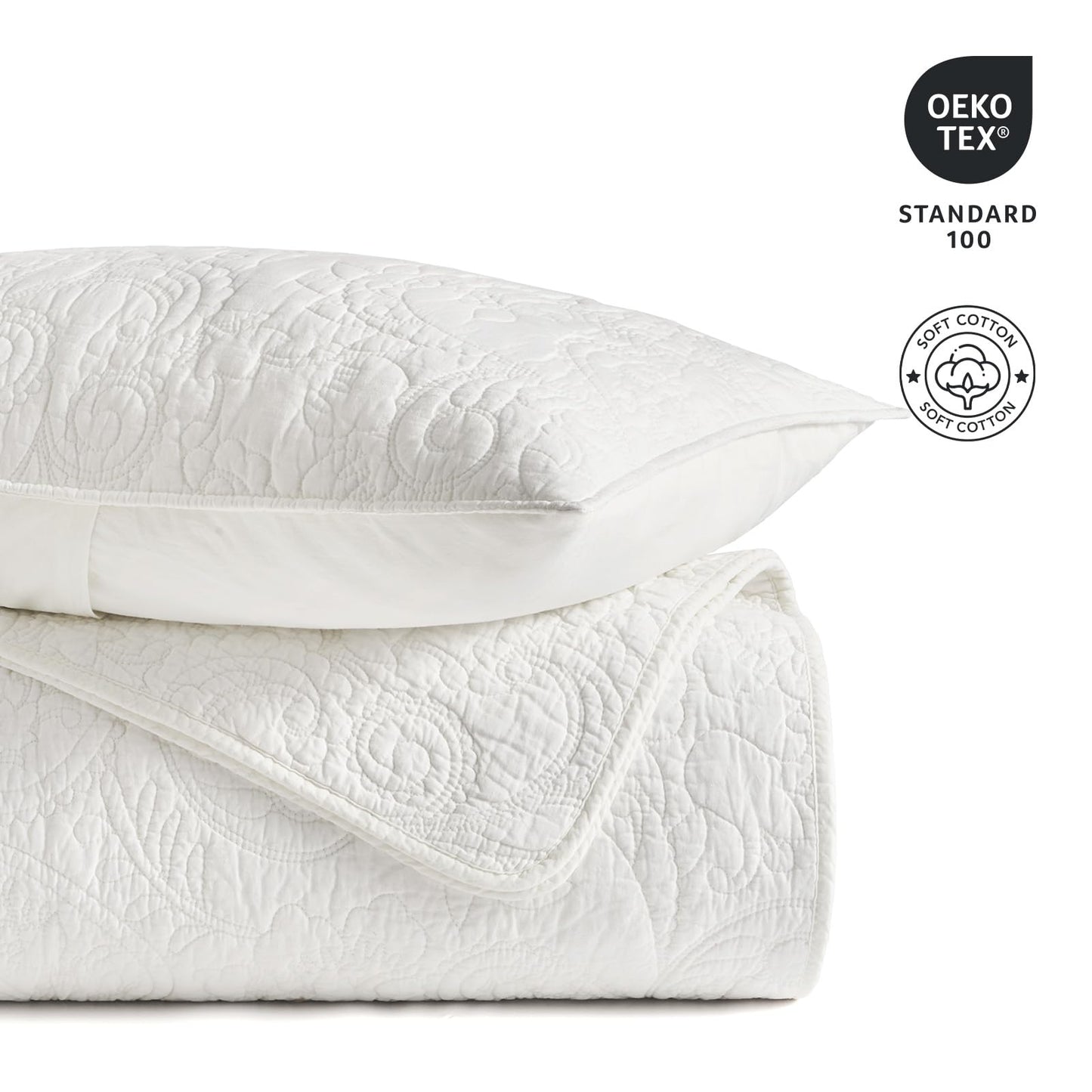 100% Cotton Scallop Quilt Set