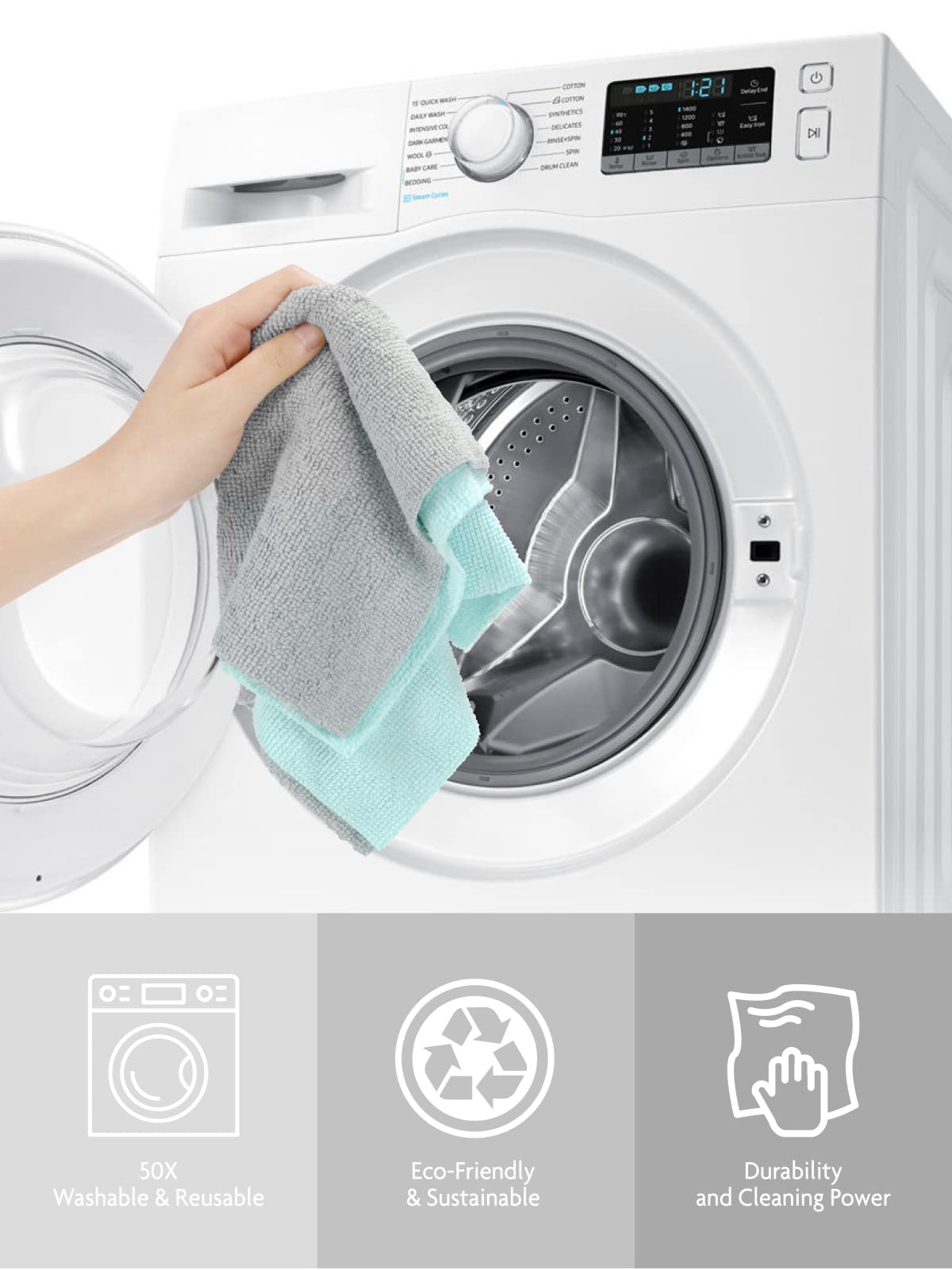 Fantasticlean Microfiber Cleaning Cloth Roll -60 Pack, Tear Away Microfiber Towels, 12" x 12", Reusable, Washable, Scratch Free, Ultra Absorbent Dishcloth for All-Around Cleaning (Beige & Tan)
