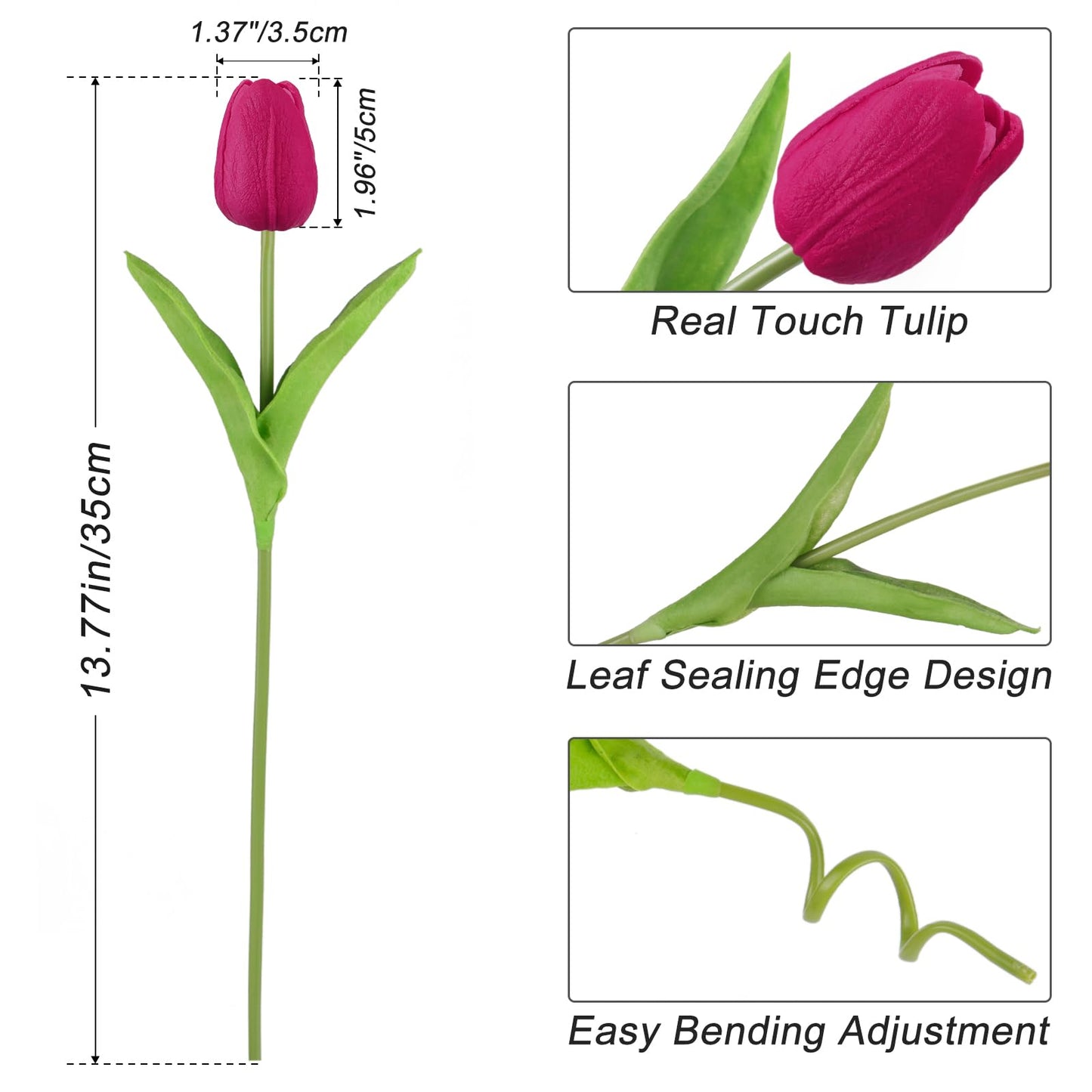 Beferr White Tulips Artificial Flowers 18Pcs Faux Silk Tulip Real Touch Tulip Fake Flowers Bouquets Arrangements for Mother's Day Easter Spring Flowers Gifts Home Table Decor