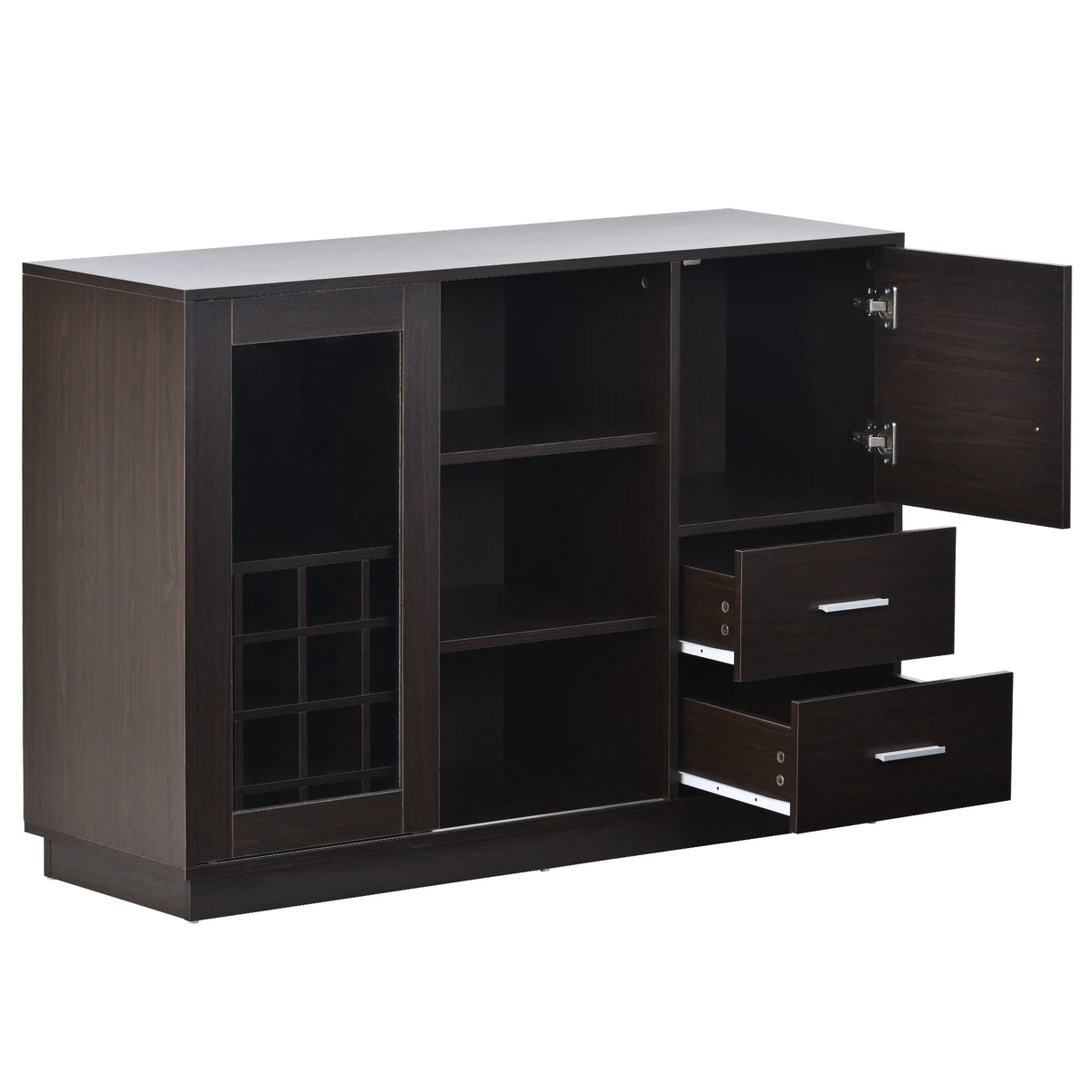 51" Modern Coffee Bar Cabinet with Fridge Space & 2 Drawers