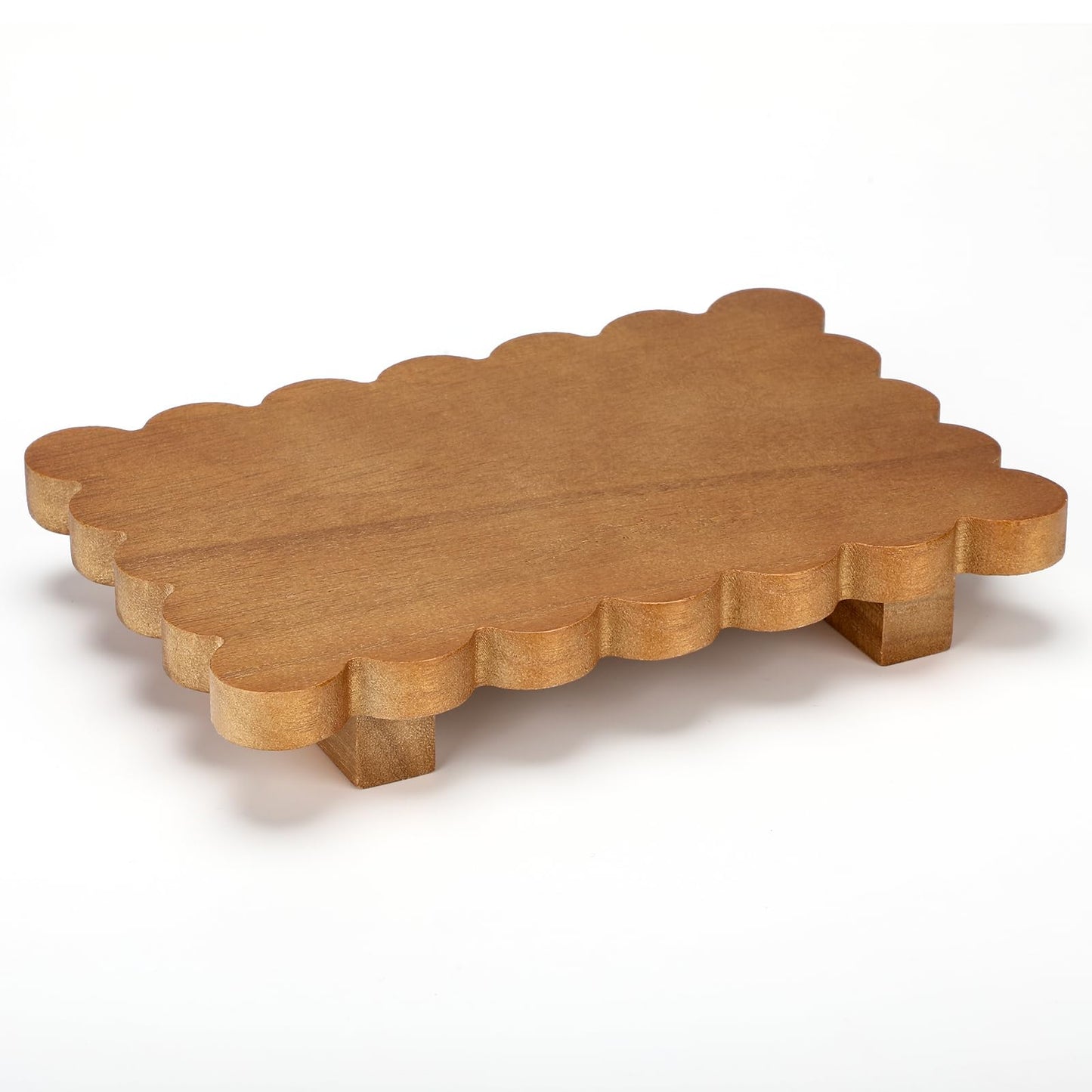 Scalloped Wood Riser Tray