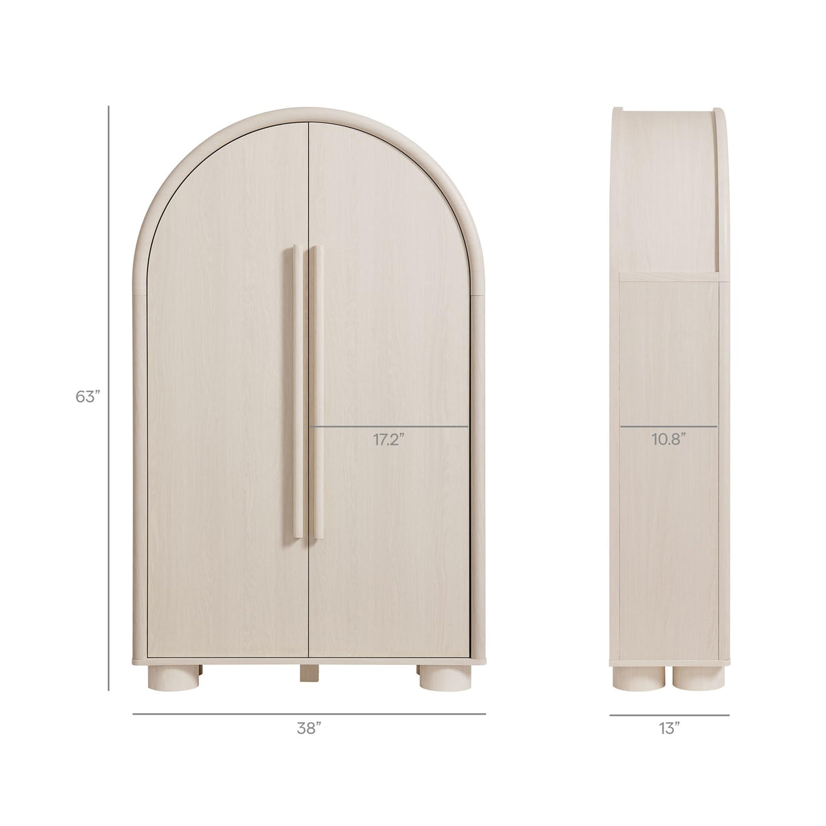 Modern Arched Storage Cabinet with Concealed Desk & Shelves