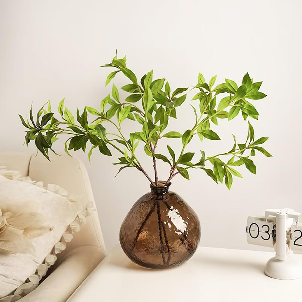 Unique Hammered Brown Glass Vase for Plants Decor Ribbed Embossed Flower Vases for Centerpieces Living Room Entrance Table Decoration,Brown