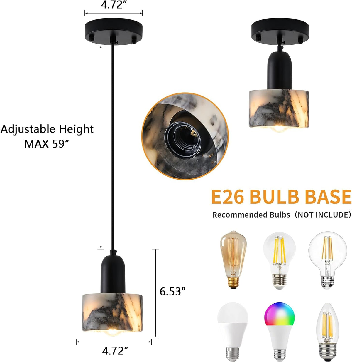 Natural Stone Marble Pendants