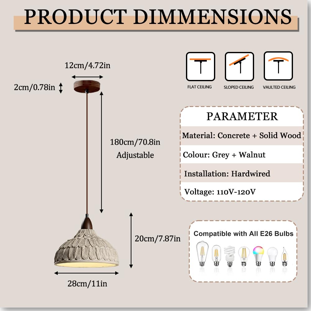 Retro Concrete Pendant Light Fixture