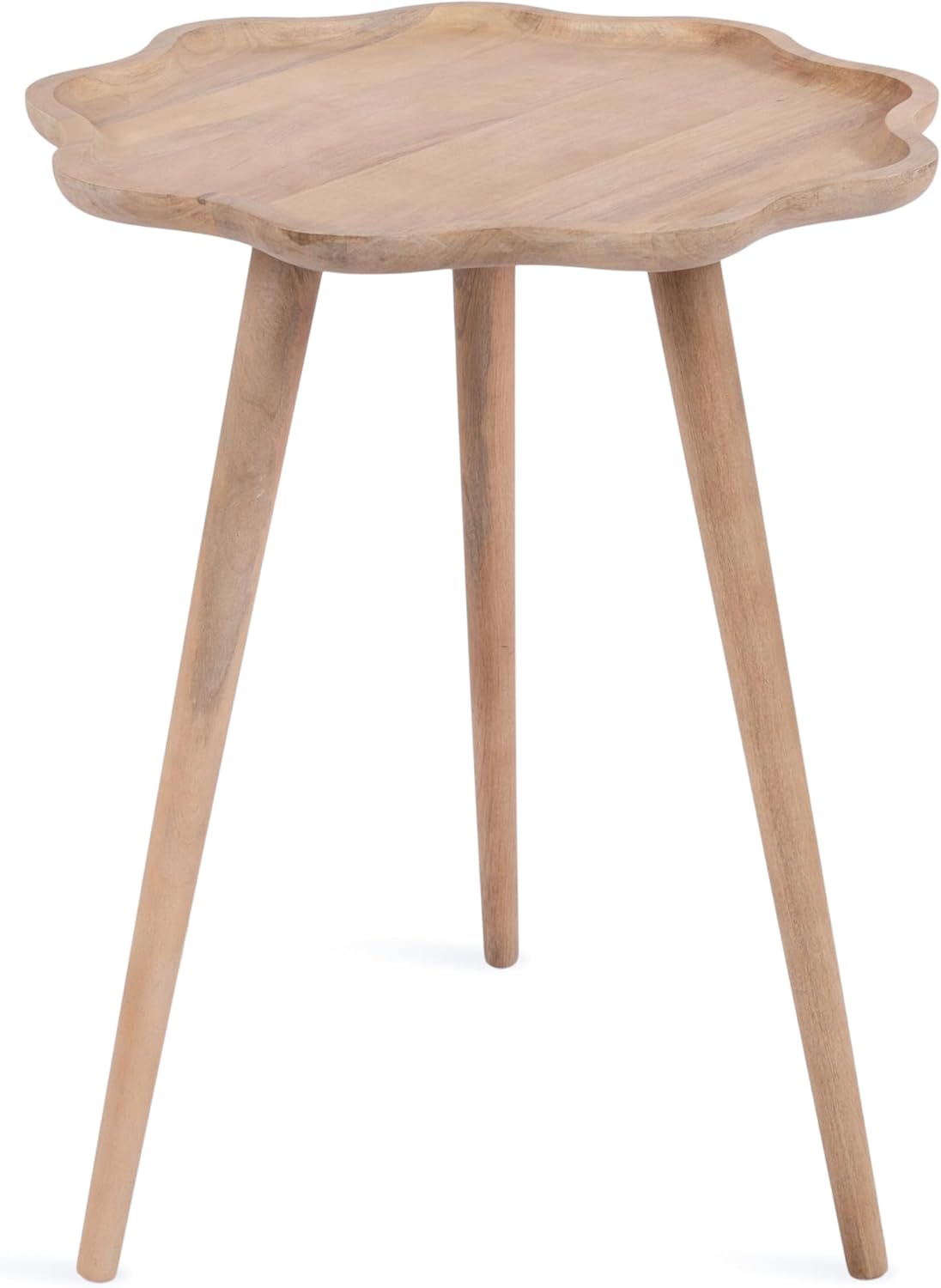 Kate and Laurel Alezar Modern Wooden Round Side Table, 15 x 15 x 22, Walnut Brown, Mid-Century Solid Wood End Table with Wavy Edge for Bedroom Nightstand or Living Room Accent Table