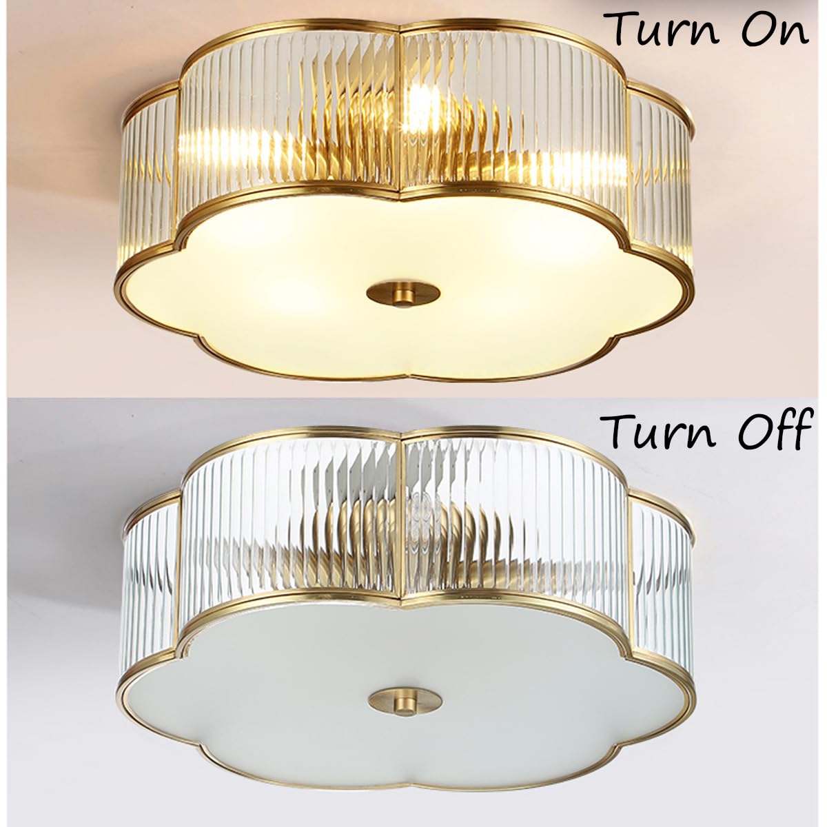 Vintage Style Brass Flush Mount Chandelier