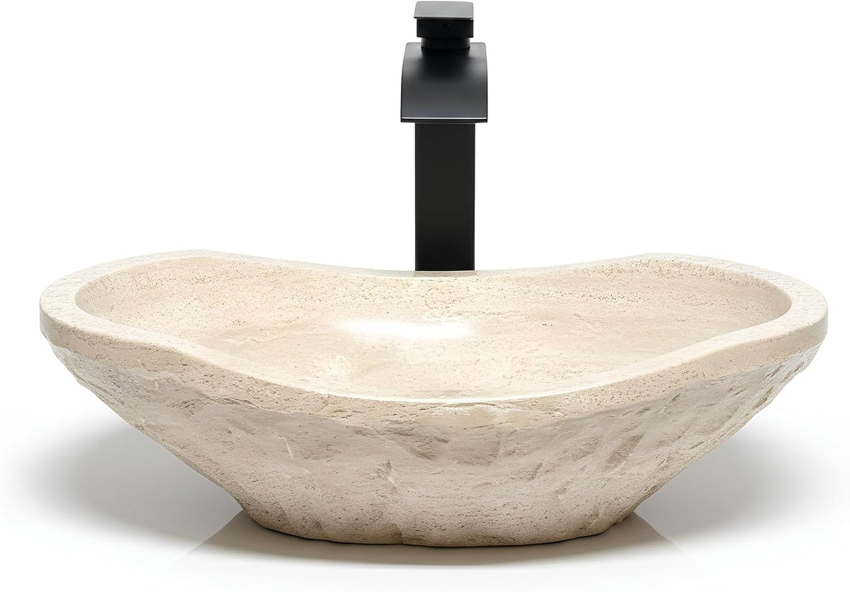 Oval Natural Stone Wash Basin Travertine Vessel Sink