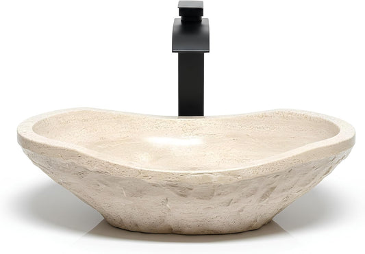 Oval Natural Stone Wash Basin Travertine Vessel Sink