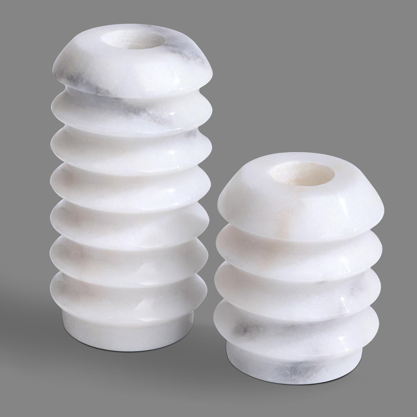 Marble Candlestick Holders, Set of 2 Natural Stone