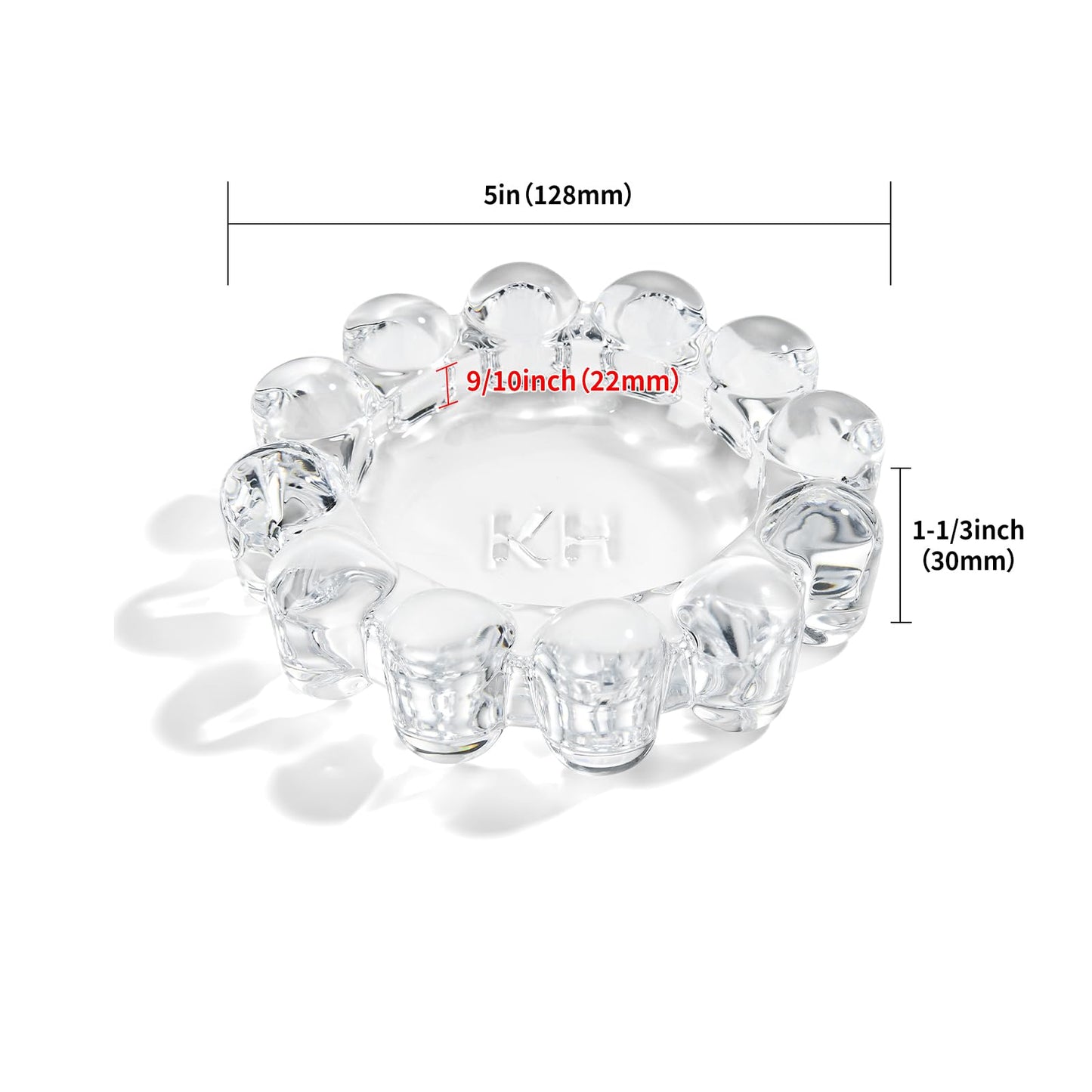 khtumeware Chic Smoky Bubble Glass Candle Dish – Modern Clear Glass Candle Holder for Tealights & Diffusers, Decorative Tray for Home & Tabletop Decor（2 Pack）