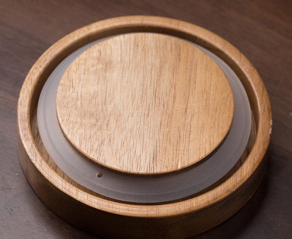 Glass Food Storage Container Candy Dish Spice Jar with Seal Wooden Lid