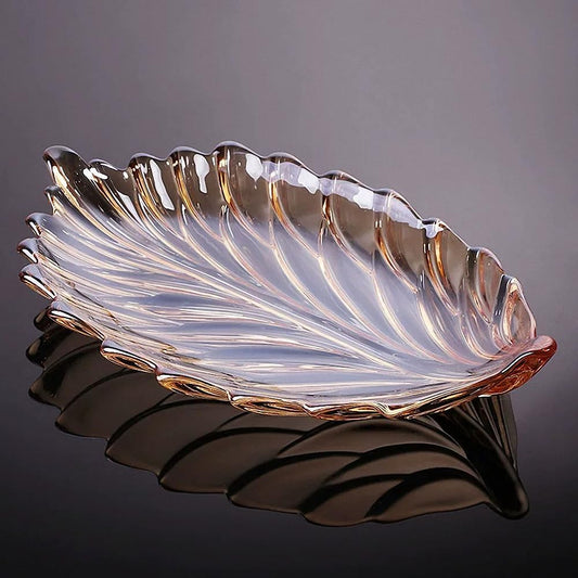 Gold Crystal Glass Leaf-shaped Bowl