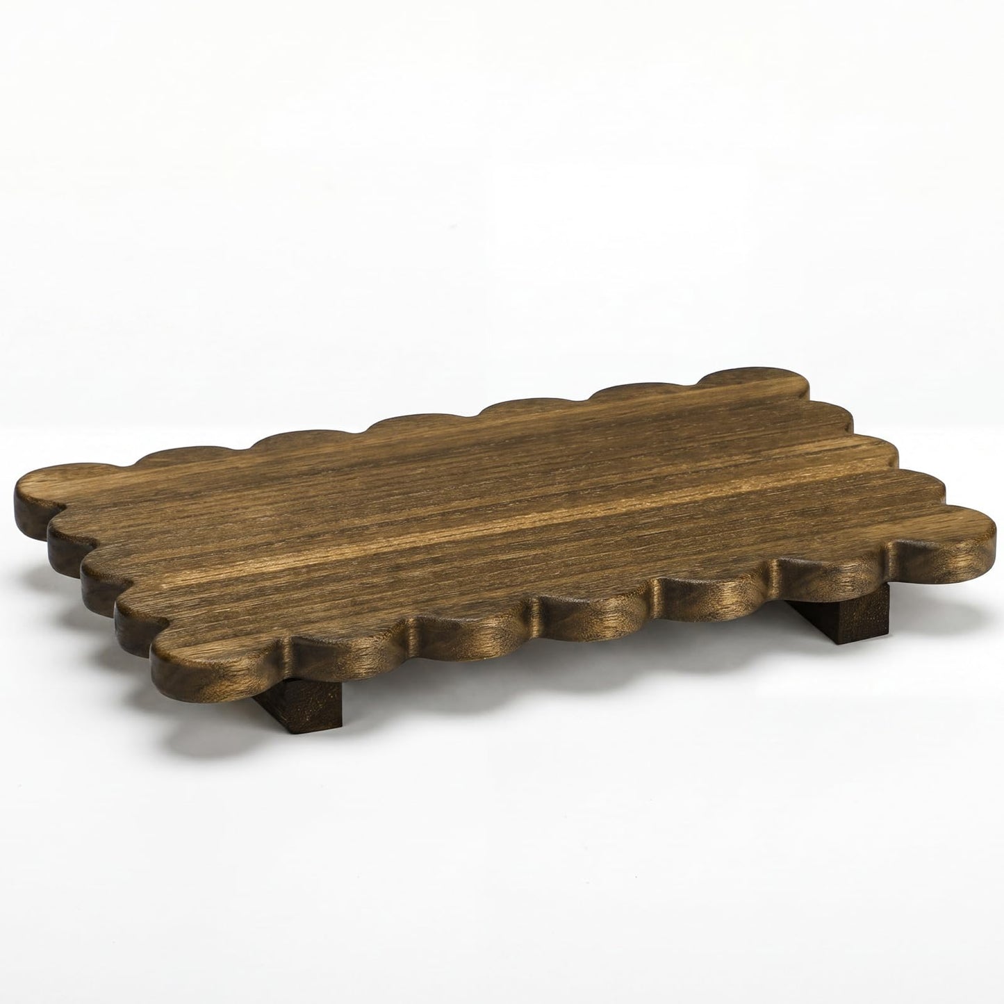 Scalloped Wood Riser Tray