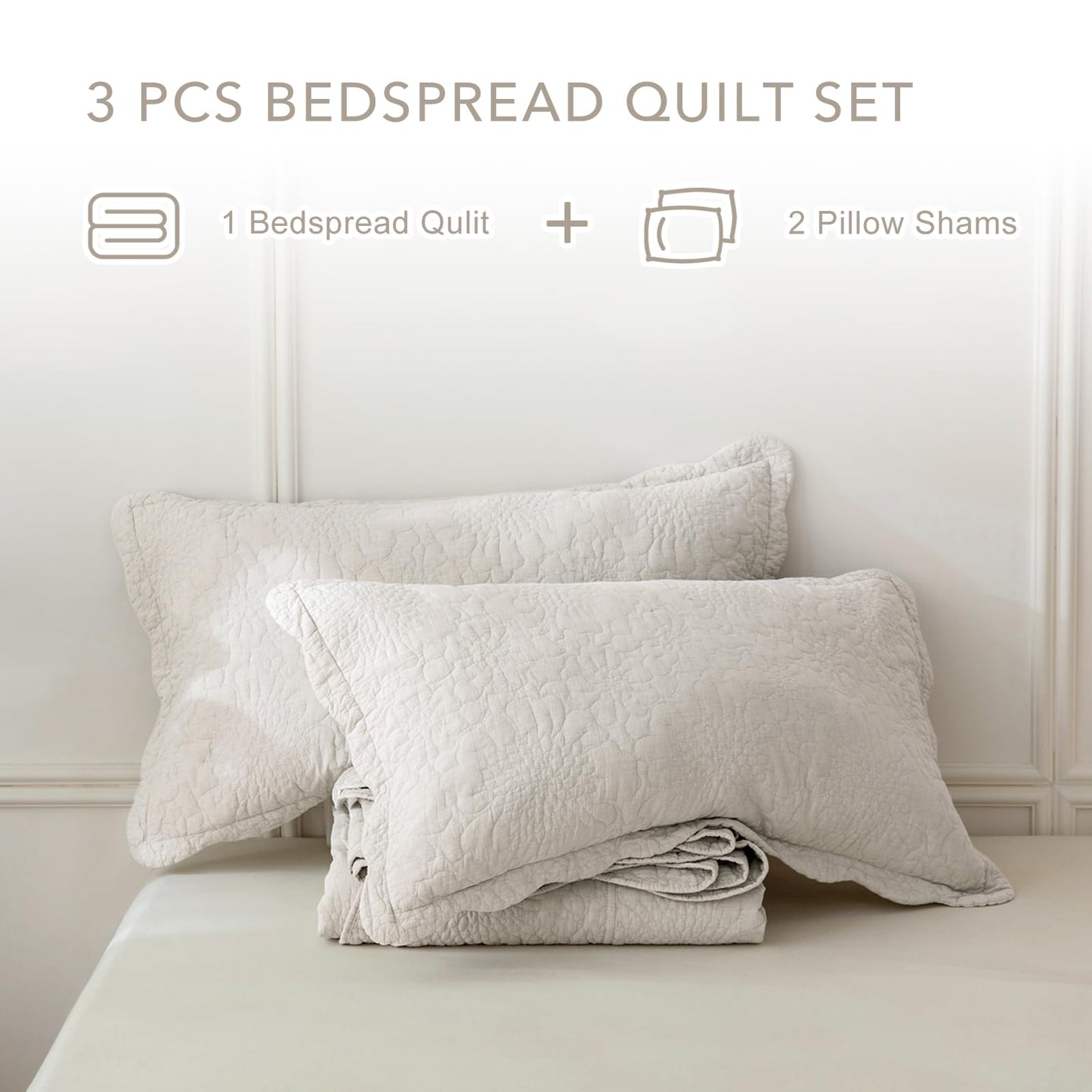 Cotton Oversized Quilt Bedspread Set