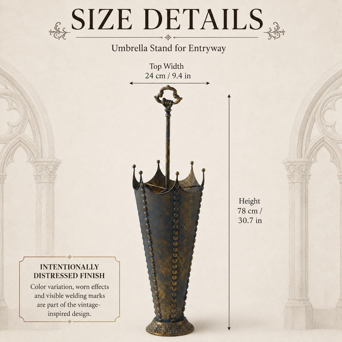 Vintage Metal Umbrella Stand for Entryway