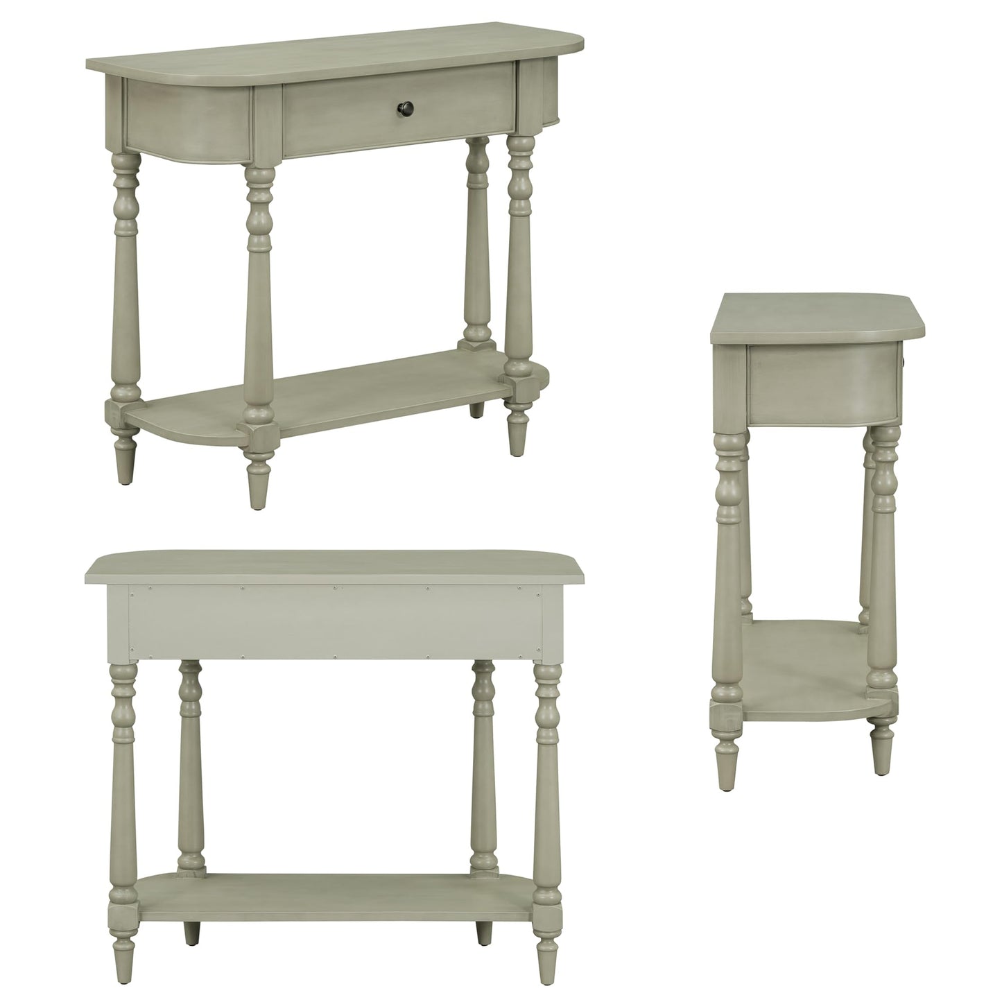 36-Inch Retro Console Sofa Table with Drawer & Storage Shelf