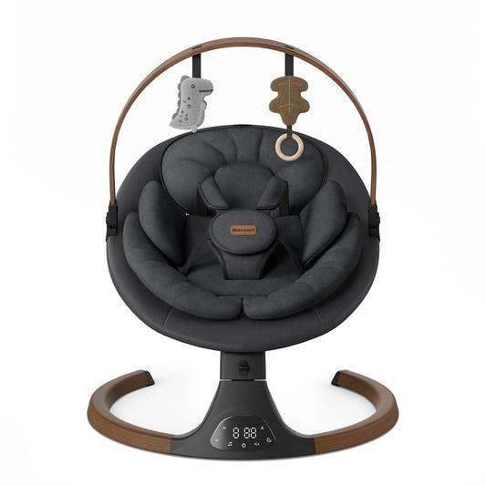 Baby Swings for Infants, Monamii Baby Swing, Bluetooth Infant Swing with Music Speaker, 5 Speeds and Remote Control, Indoor & Outdoor Use (Black)