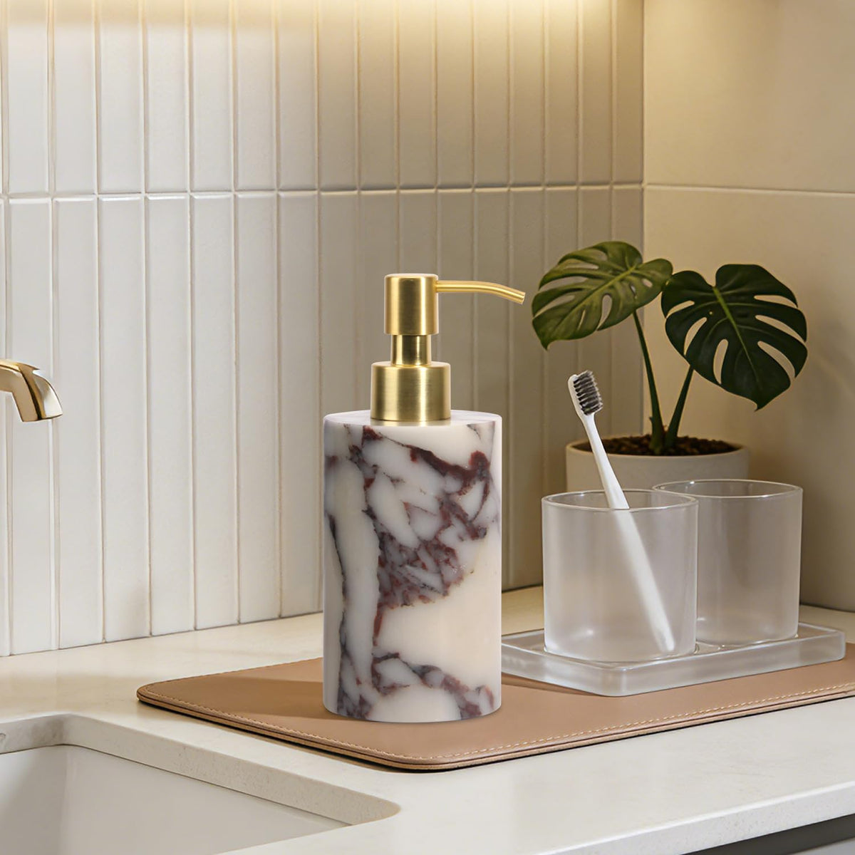 Natural Calacatta Viola Marble Soap Dispenser
