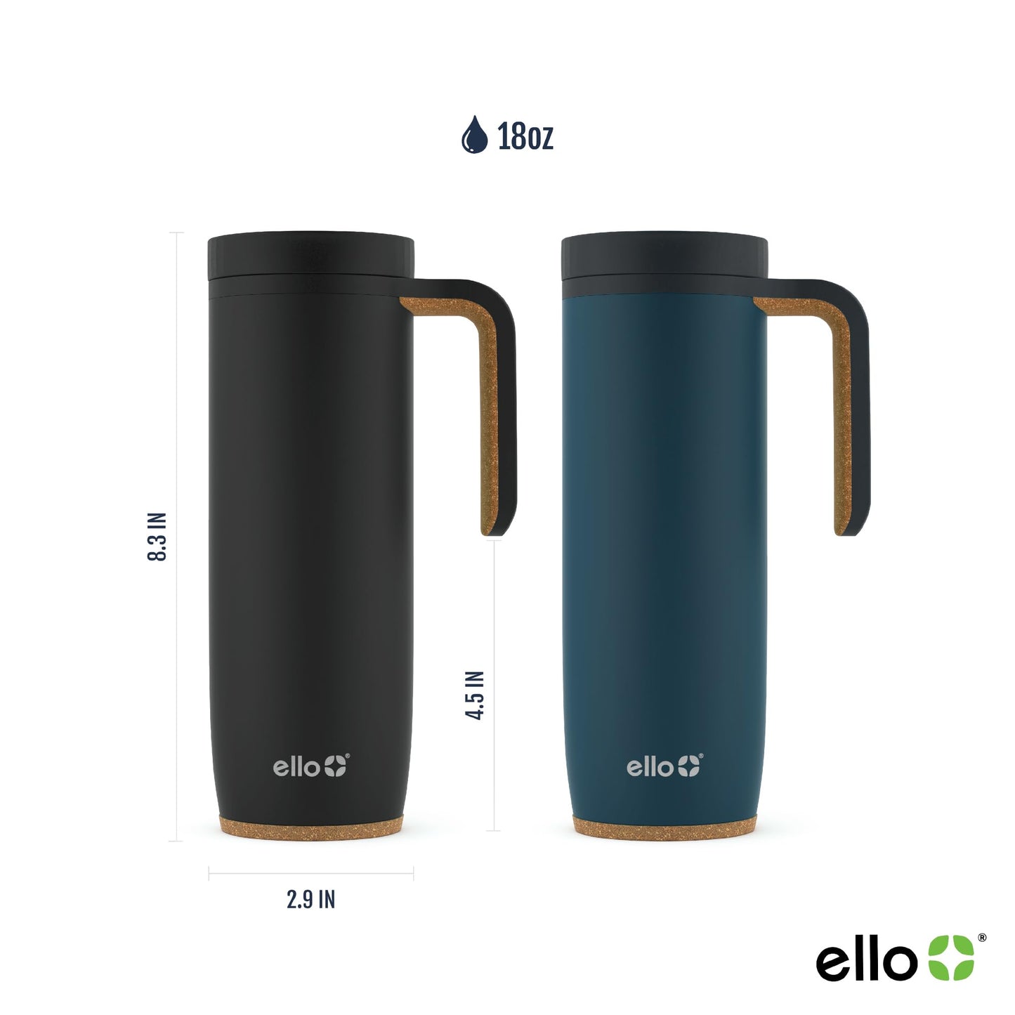 Magnet 18oz Vacuum Insulated Stainless Steel Travel Mug with Side Handle