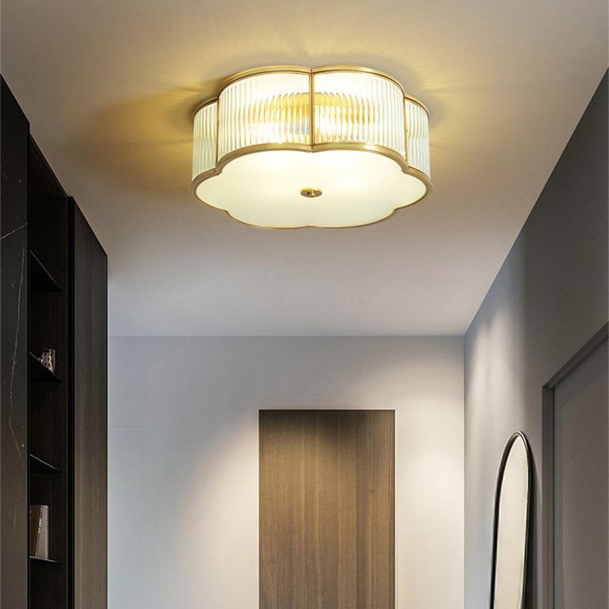 Vintage Style Brass Flush Mount Chandelier