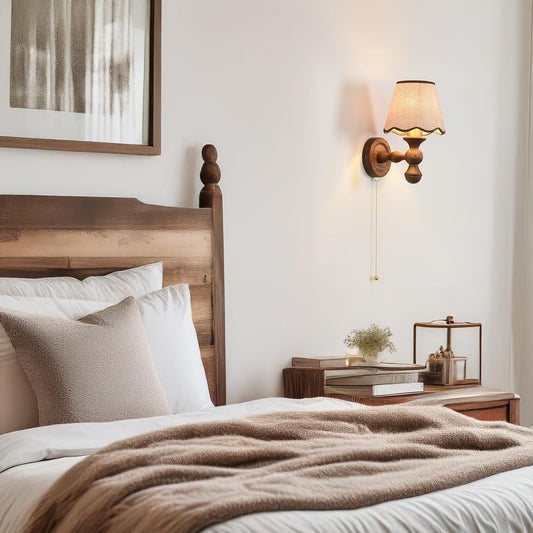 Vintage Wooden Walnut Wall Sconce